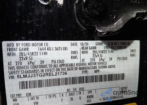 2024 Lincoln Navigator Black Label L from USA, damaged, VIN 5LMJJ3TG2REL21736